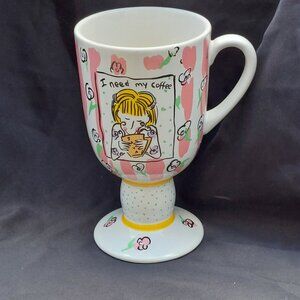 I NEED MY COFFEE Pfaltzgraff Designer Collection Pedestal Cup Mug